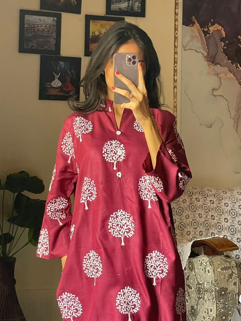 Tree Printed 2pc Dress
