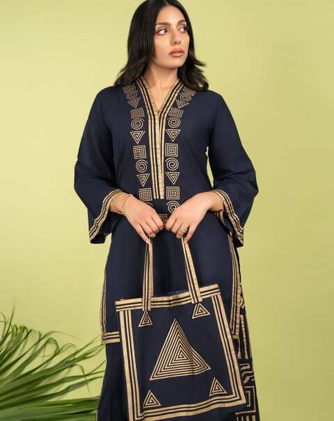 Shirt with Palazzo & Bag - 2 Piece Stitched