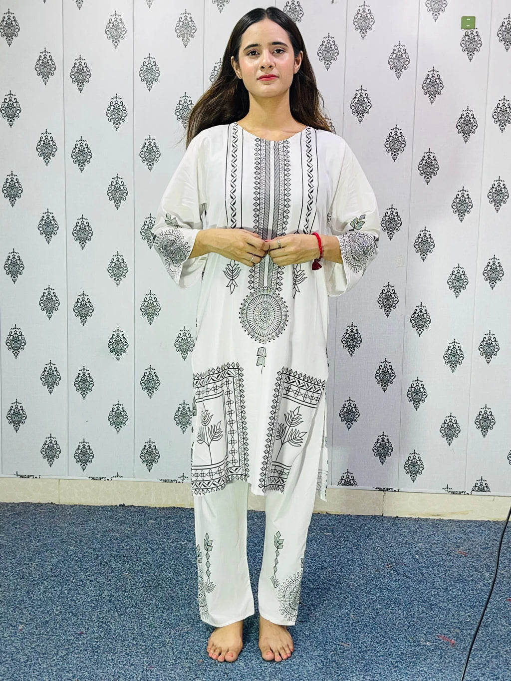 2 Pcs Women's Stitched 3D Printed Suit