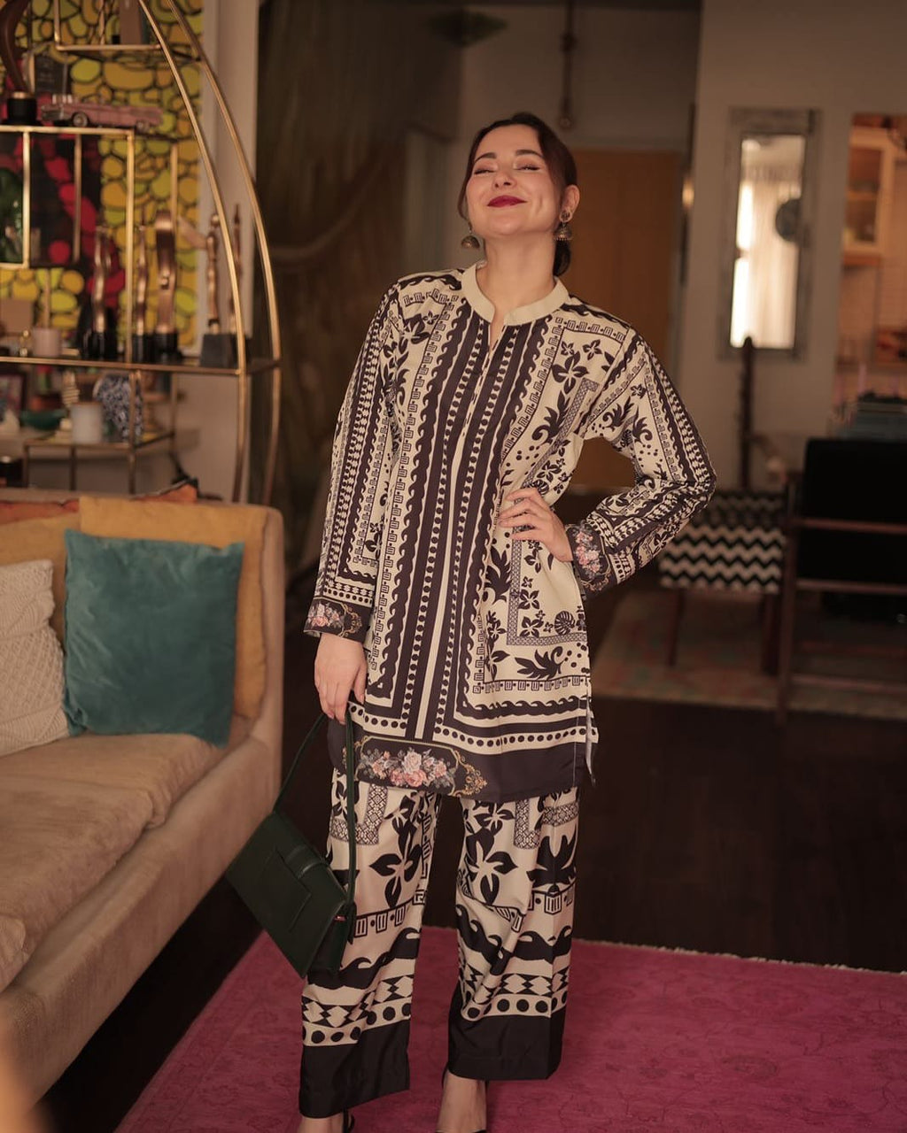 Hania Black Digital 2pc Dress