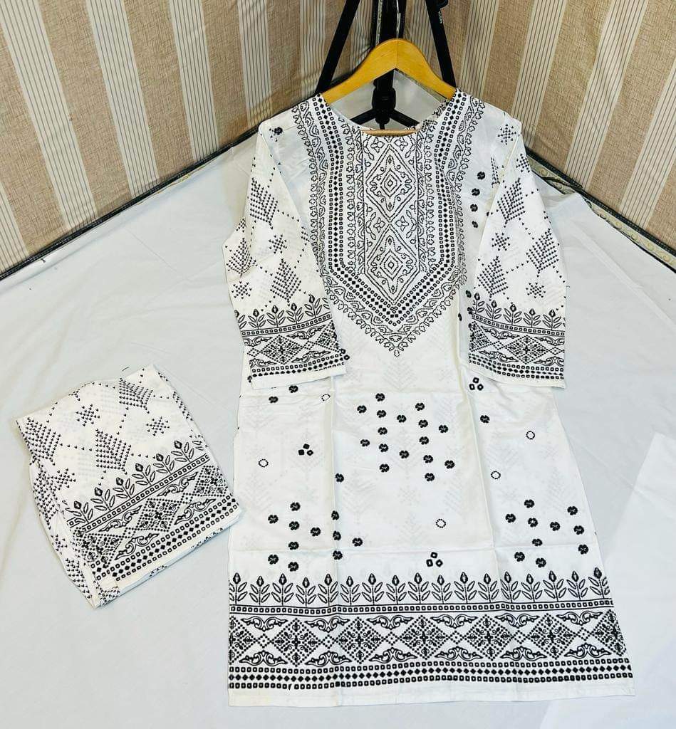 New Chunri-White 2pc Dress