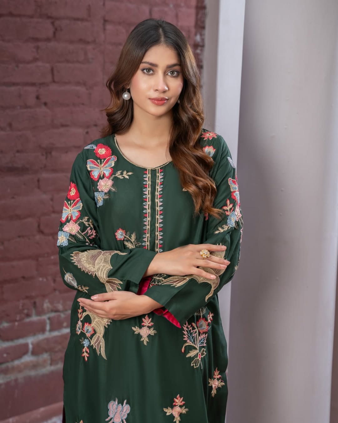 Vintage Green Embroidered 2pc Dress